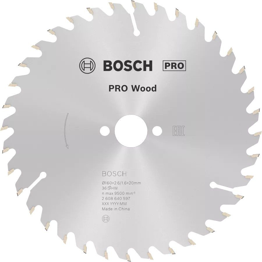 BOSCH 160x20x2,6/1,6 mm 36 Diş PRO Wood  Ahşap Elmas Daire Testere Bıçağı