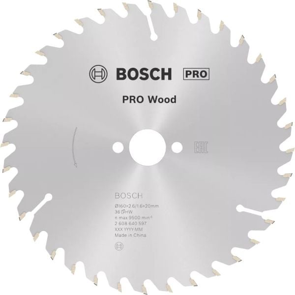 BOSCH 160x20x2,6/1,6 mm 36 Diş PRO Wood  Ahşap Elmas Daire Testere Bıçağı
