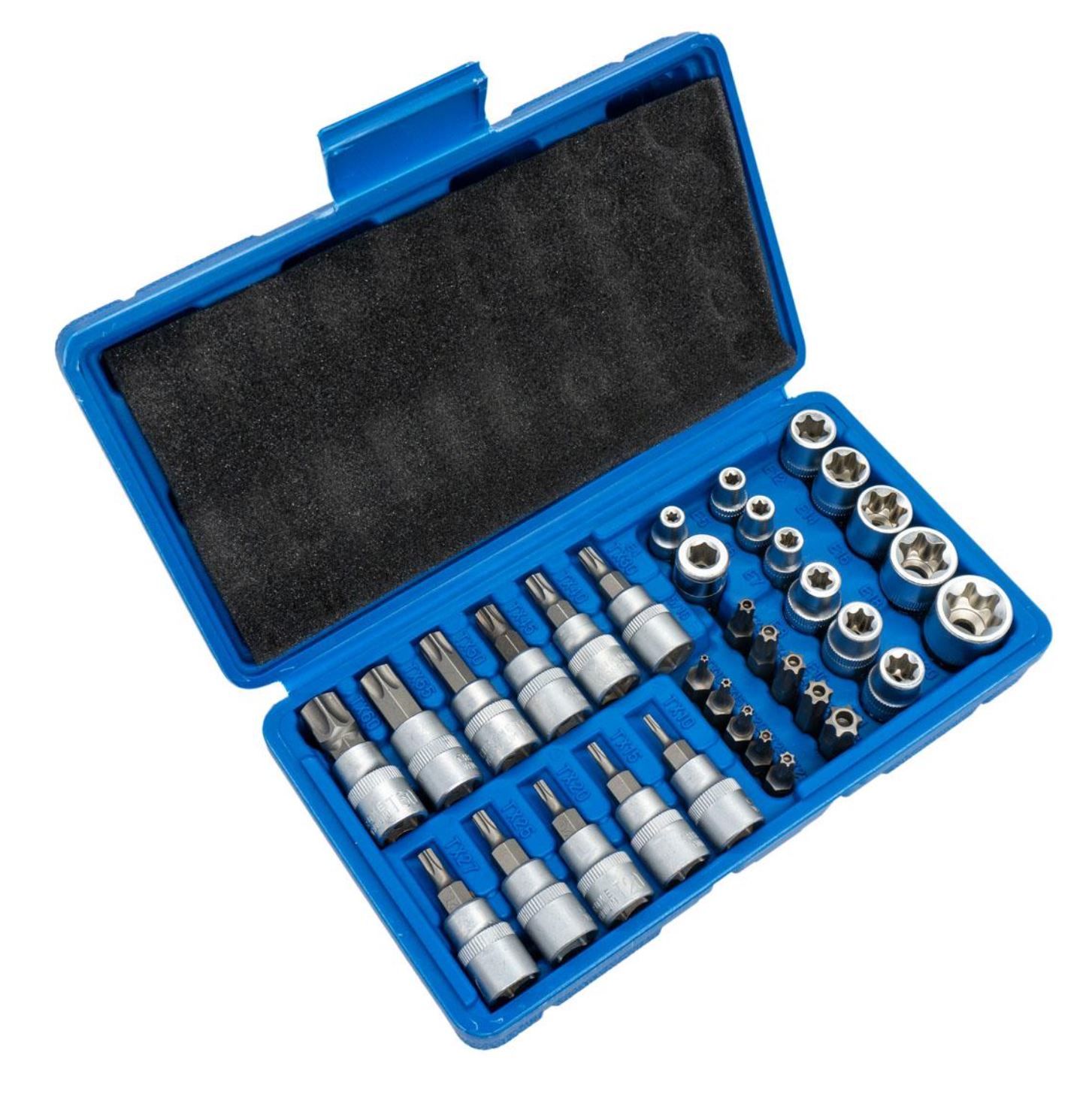 NEXON 5529 3/8'' - 1/4'' İç-Dış Torx Bits Uçlu Lokma Anahtar Takımı 34 Parça