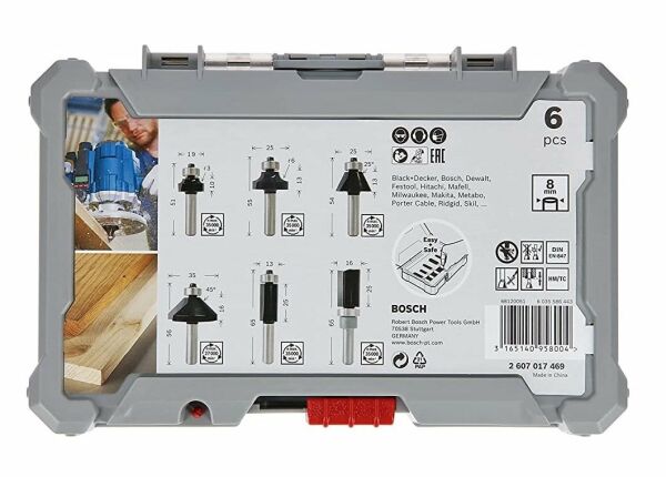 BOSCH 8 mm Saplı Profesyonel Ahşap Freze Bıçak Seti 6 Parça (2607017469)