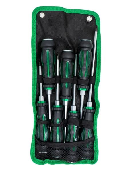 NEXON 6060 Darbeli Düz/Yıldız Tornavida Takımı Bez Çantalı 7 Parça