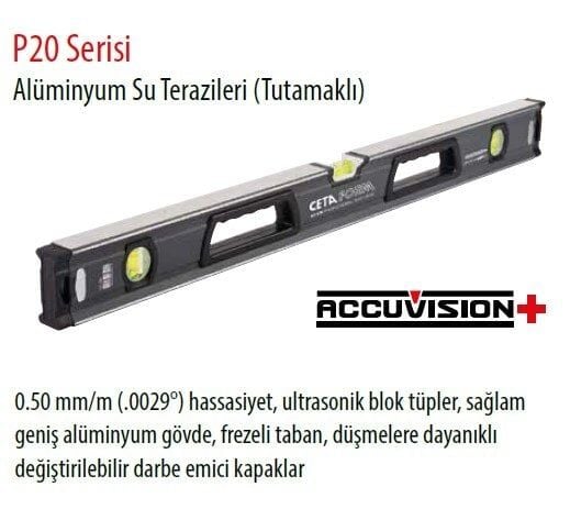 CETA ACCUVİSİON P20-060 Tutamaklı Su Terazisi 60 cm