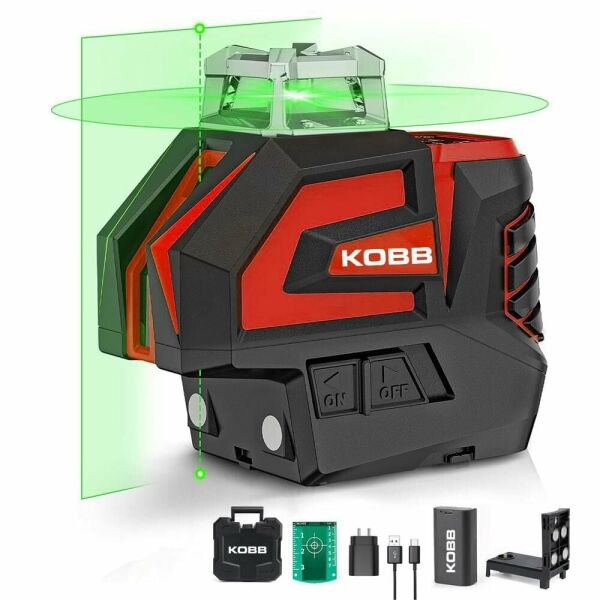 KOBB KBL32G Prefesyonel Li-On Yatay 360° Ve Dikey Otomatik Hizalamalı Yeşil Nokta Ve Şakül Ve Yeşil Çapraz Çizgi Lazer
