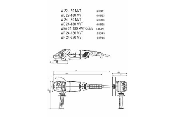 METABO W 24-180 MVT Taşlama 2400 Watt 180 mm