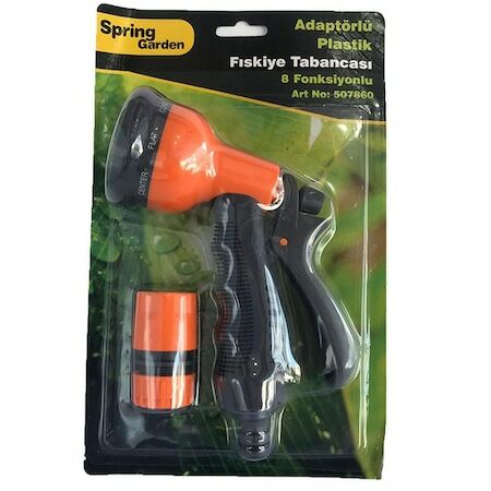 Spring Garden Adaptörlü Plastik Fıskiye Tabancası 8 Fonksiyonlu