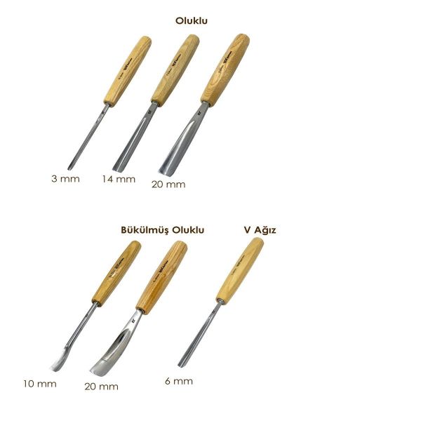 ROX Wood 6 Parça Deri Çantalı Ahşap Oyma Seti (153ROX0126)