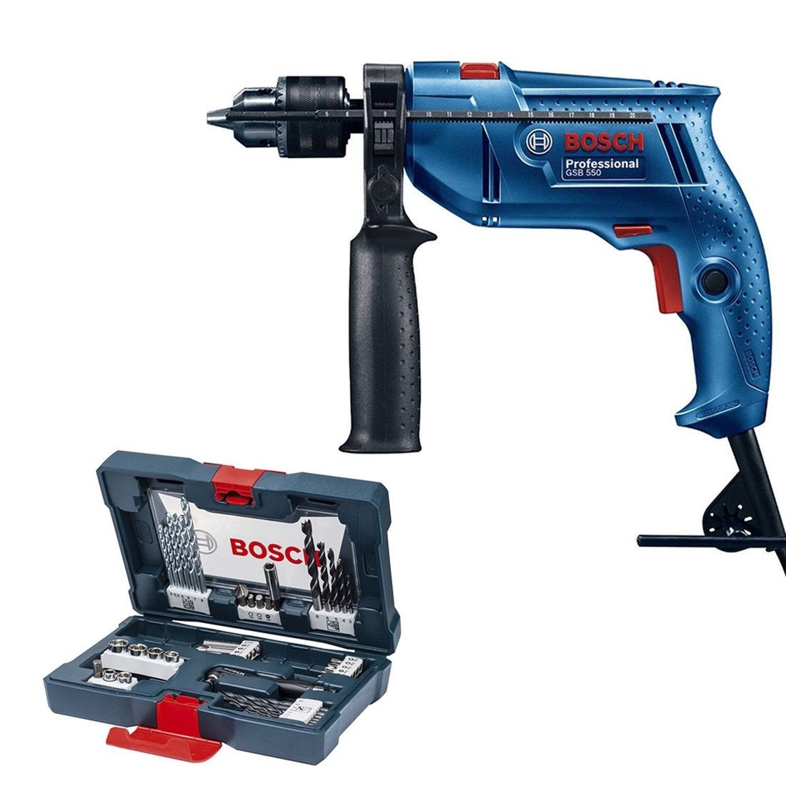 Bosch GSB 550 Darbeli Matkap + X Line 41 Parça Set 550 Watt