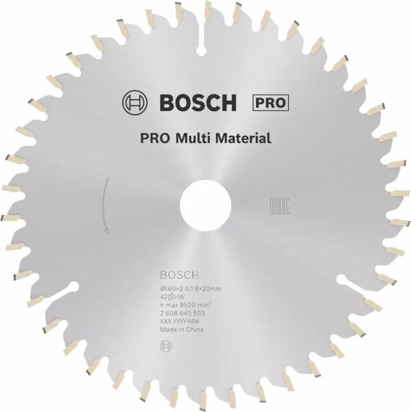BOSCH 160x20x2,4 mm 42 Diş PRO Multi Material Daire Testere Bıçağı(Aluminyum Kesime Uygun)