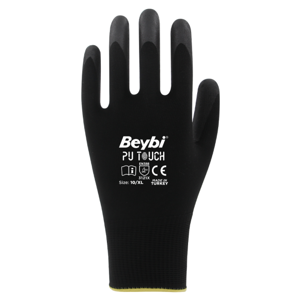 BEYBİ TOUCH 9 Numara Pu Kaplı Siyah İş Eldiveni