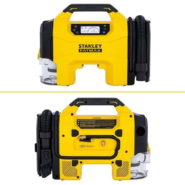 STANLEY SXV02001A Şarjlı Dijital Göstergeli Lastik Yatak Şişirme Pompası + Araç Süpürgesi 160 Psi