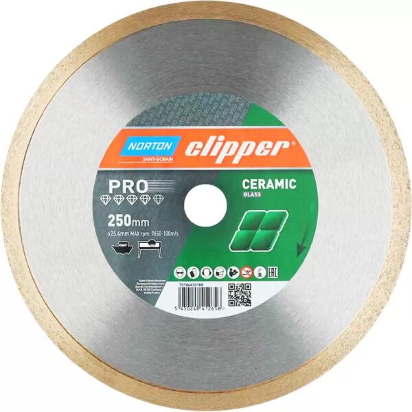 NORTON Clipper PRO 250x25,4 mm Sulu Tip Seramik - Mermer - Taş Elmas Kesme Testeresi