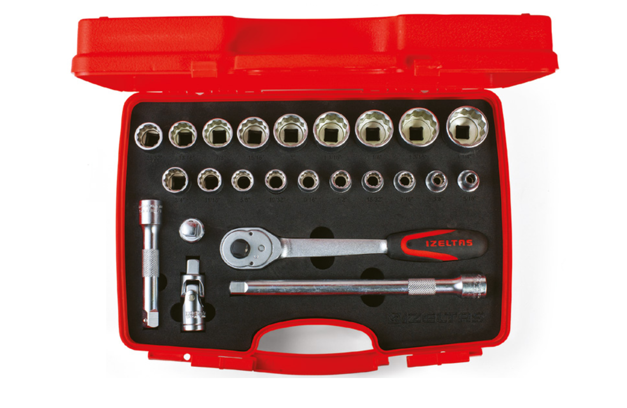 İzeltaş- 1/2'' Oniki Köşe Lokma Anahtar Takımı 24 Parça