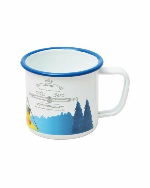 NURGAZ Campout Emaye Kupa Bardak (Beyaz-Kamp)