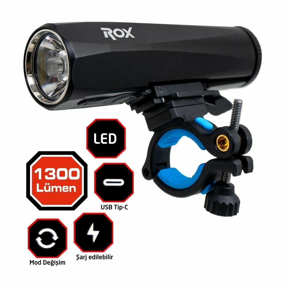 ROX Outdoor Şarjlı Led Bisiklet Feneri 1300 Lümen (153ROX0210)