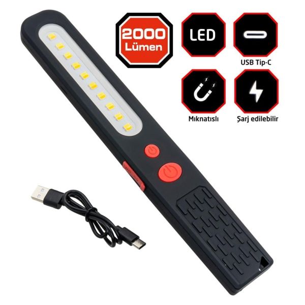 ROX Outdoor Şarjlı Çok Amaçlı Çalışma Feneri 2000 Lümen (153ROX0223)