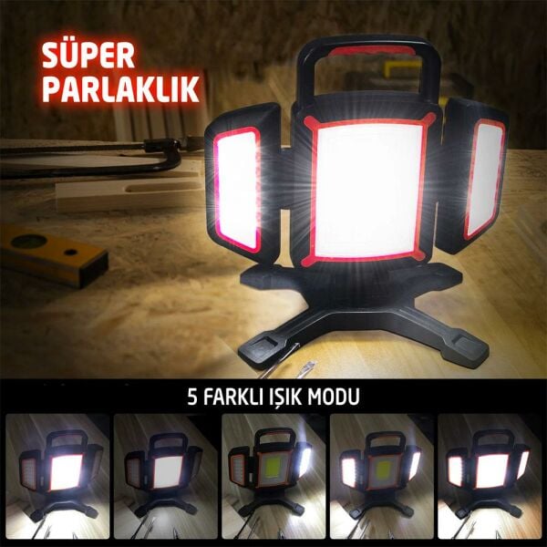 ROX Outdoor Şarjlı Açı Ayarlı  Projektör Çalışma  Led Feneri 2000 Lümen (153ROX0225)