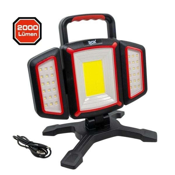 ROX Outdoor Şarjlı Açı Ayarlı  Projektör Çalışma  Led Feneri 2000 Lümen (153ROX0225)