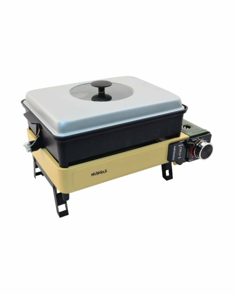 NURGAZ NG 500 Portatif Gazlı Barbekü Ve Pişirme Seti (Haki)