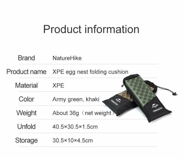 NATUREHIKE XPE Katlanır Oturma Matı (Yeşil)