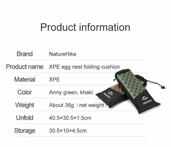 NATUREHIKE XPE Katlanır Oturma Matı (Yeşil)