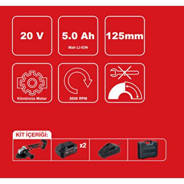 Attlas PRO-ATBL 18 AG-502C 20V Akülü Avuç Taşlama