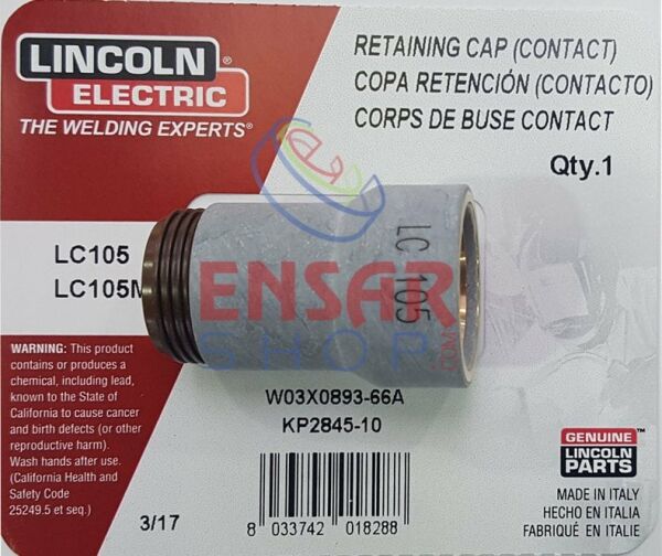 LINCOLN W3X893-66A Retaining Cup 40-100 A (KP2845-10)