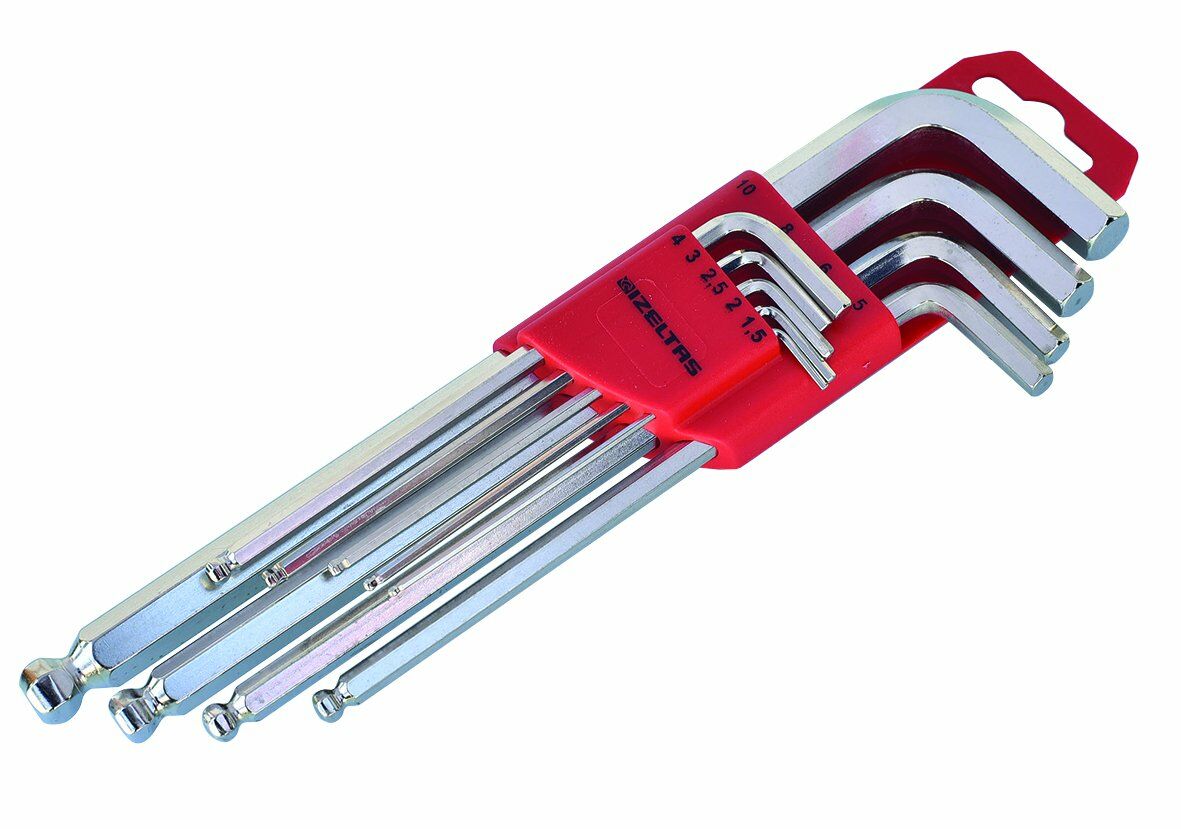 İzeltaş- Yuvarlak Başlı Allen Anahtar Takımı Altı Köşe Uzun Boy 9 Parça