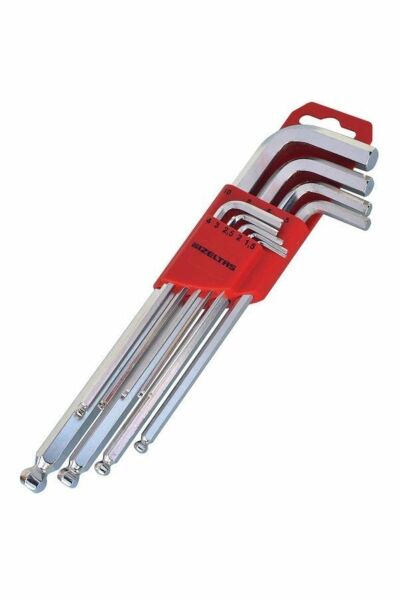 İzeltaş- Yuvarlak Başlı Allen Anahtar Takımı Altı Köşe Uzun Boy 9 Parça