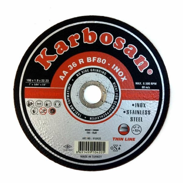 Karbosan İnox Metal Kesme Taşı 180x1.9x22.23mm - 10lu Paket