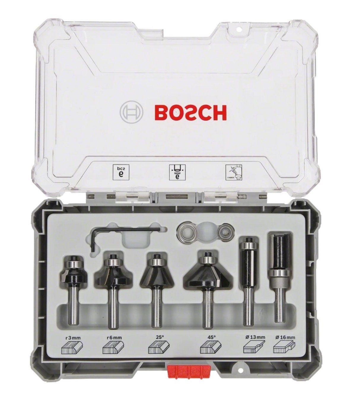 BOSCH 6 mm Saplı Profesyonel Ahşap Freze Bıçak Seti 6 Parça (2607017468)