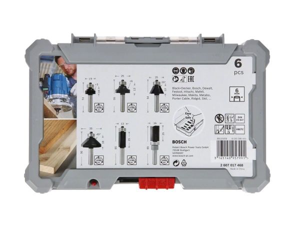 BOSCH 6 mm Saplı Profesyonel Ahşap Freze Bıçak Seti 6 Parça (2607017468)