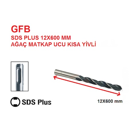 Sds Plus Ahşap Matkap Ucu Kısa Yivli 12x600mm