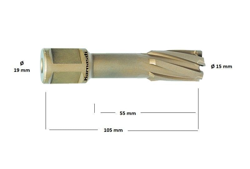 KARNASCH 15 x 55 mm TCT Elmas Uçlu Manyetik Matkap Ucu