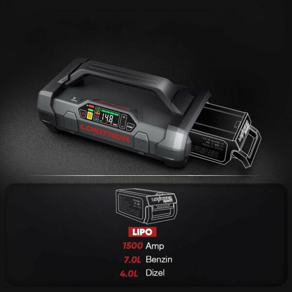 Lokithor LIPO 14.8Volt Li-Polimer 1500A Takviye Gücü APARTX ile Uyumlu Yedek Akü