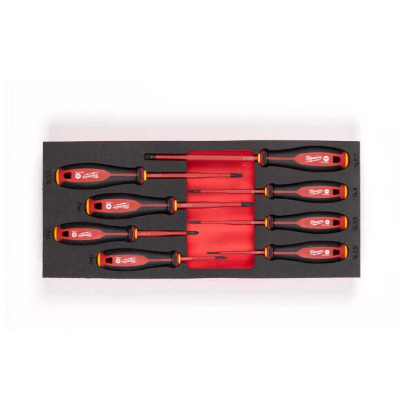 Milwaukee T4932493249 TRI-LOBE 8 Parça VDE Tornavida Seti Organizer Süngerli