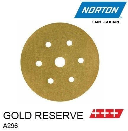 NORTON A296 150 mm 7 Delikli Yuvarlak Cırtlı Velcro Zımpara GOLD RESERVE (Kum Seçiniz)
