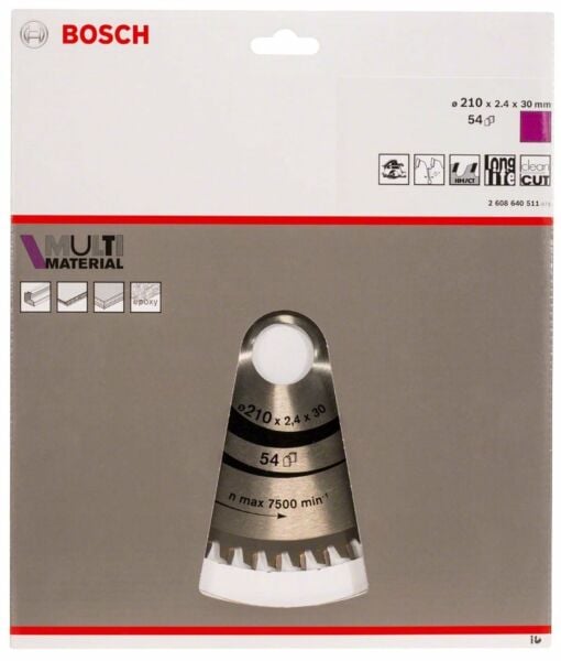 BOSCH MultiMaterial 210x30x2,8 mm 54 Diş Elmas Daire Testere (2608640511)
