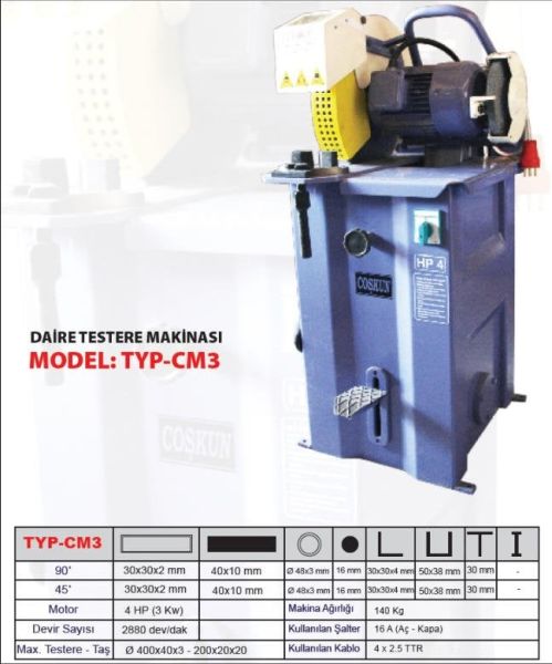 COŞKUN CM-3 Profil Kesme Makinası 4 Hp