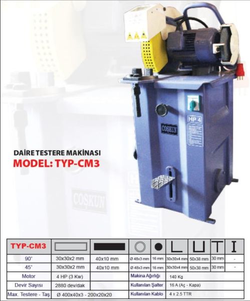 COŞKUN CM-3 Profil Kesme Makinası 4 Hp