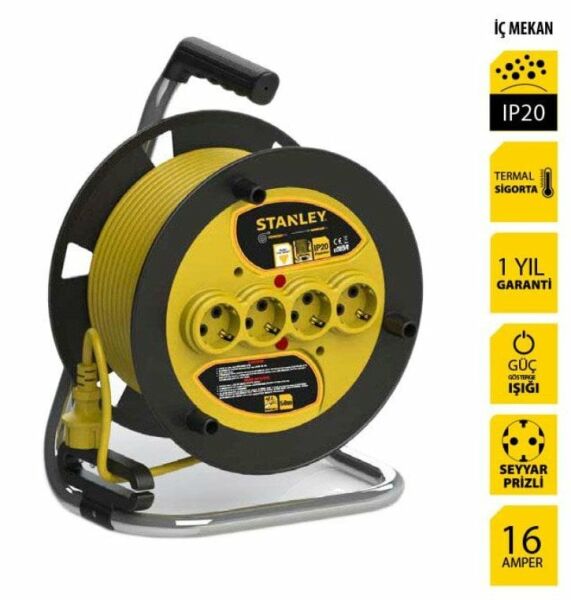 STANLEY ST-E-2515 Makaralı Ara Kablo 3x1.5 mm 25 Metre