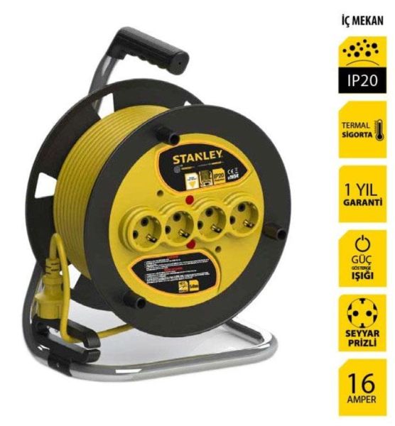 STANLEY ST-E-5015 Makaralı Ara Kablo 3x1.5 mm 50 Metre