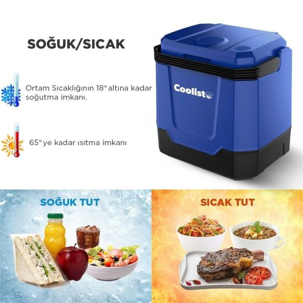 COOLIST CLT33 Sıcak - Soğuk Oto Buzdolabı 33 Litre 12/220 Volt