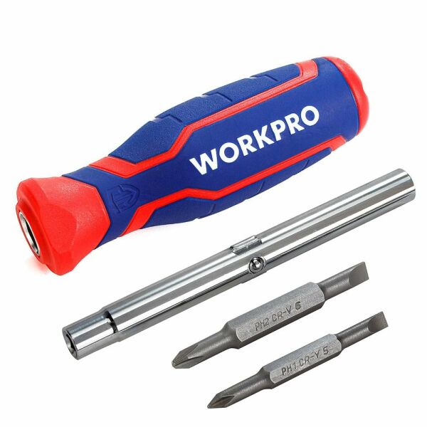 WORKPRO WP221046 6-IN-1 Profesyonel Çok Fonksiyonlu Değişken Uçlu Tornavida Seti