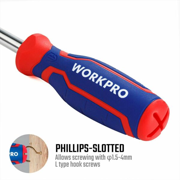 WORKPRO WP221046 6-IN-1 Profesyonel Çok Fonksiyonlu Değişken Uçlu Tornavida Seti