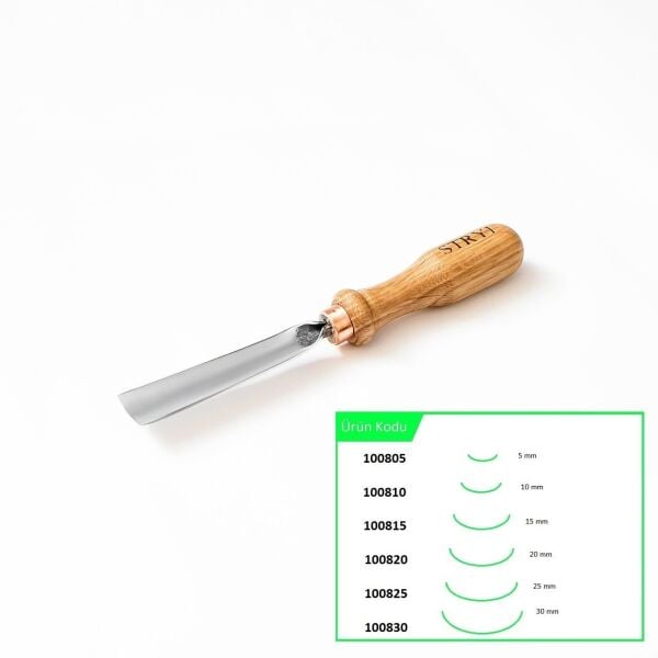 STRYI 100820 Düz Tip Oluklu Ahşap Oyma Iskarpelası 20 mm