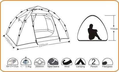 WILDLAND Mini Moon Üç Mevsim İki Kişilik Otomatik Kamp Çadırı