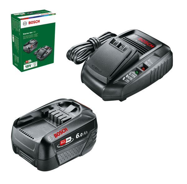 BOSCH PBA 18 Akü Seti 18 Volt 6 Ah Akü + Şarj cihazı (Yeşil-Bahçe Makineleri İçin)