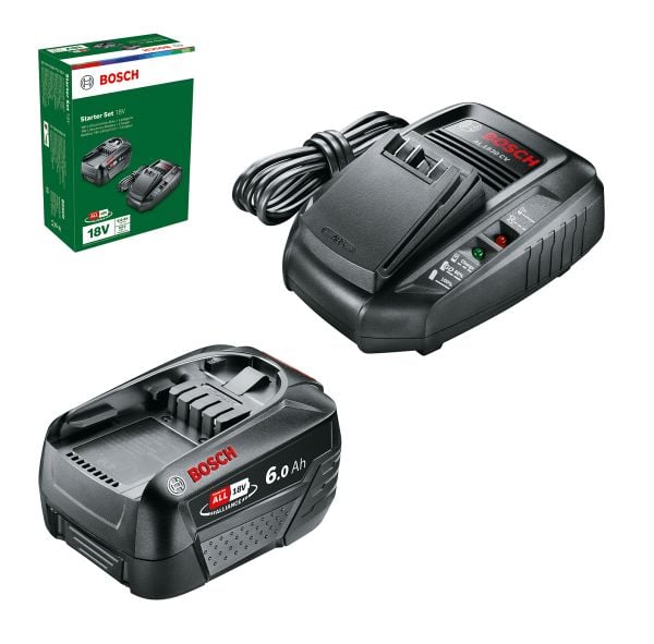 BOSCH PBA 18 Akü Seti 18 Volt 6 Ah Akü + Şarj cihazı (Yeşil-Bahçe Makineleri İçin)