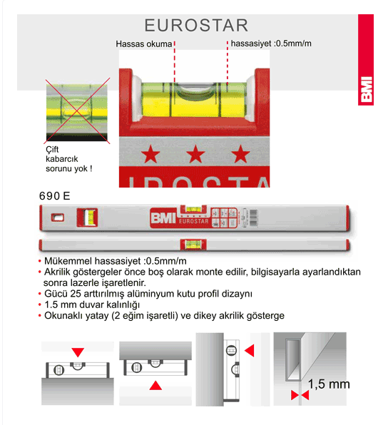 Bmi Eurostar Su Terazisi 100cm