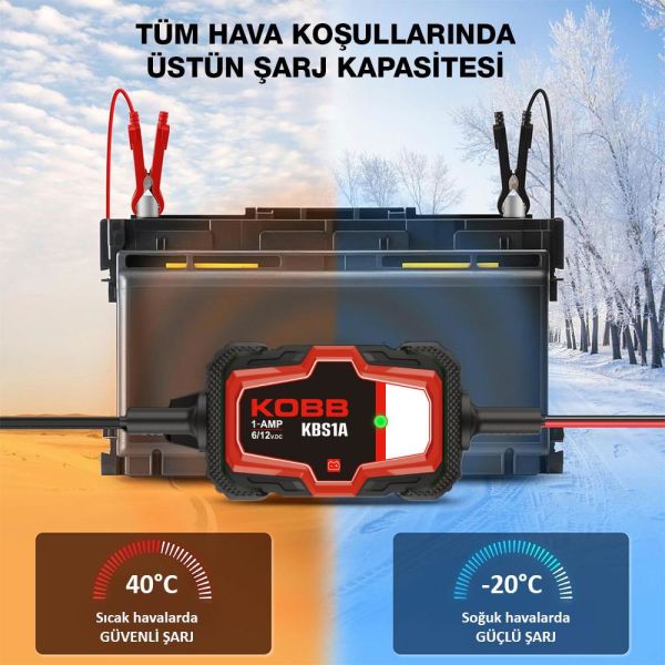 KOBB KBS1A 6V/12V 30Ah Akıllı Akü Şarj ve Akü Bakım / Desülfatör